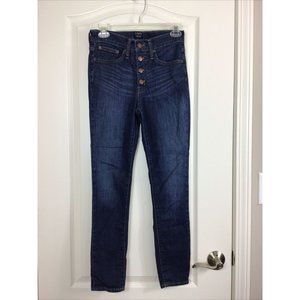 J Crew Women’s High-Rise Skinny Button Jeans, Blue Dark Wash, 26 x 27